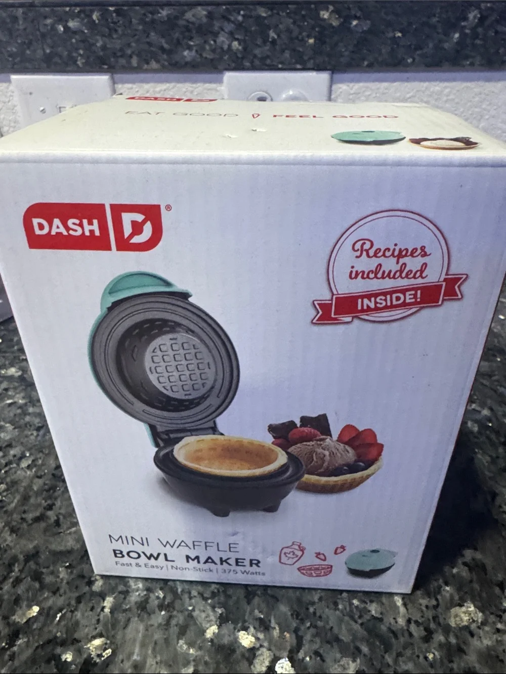 Ash Mini Waffle Bowl Maker in Teal and Black